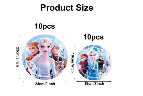 Vaisselle anniversaire thème Frozen – Ensemble - 51 pièces