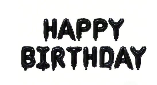 Ballons d'anniversaire en forme de lettre noire de 16 pouces