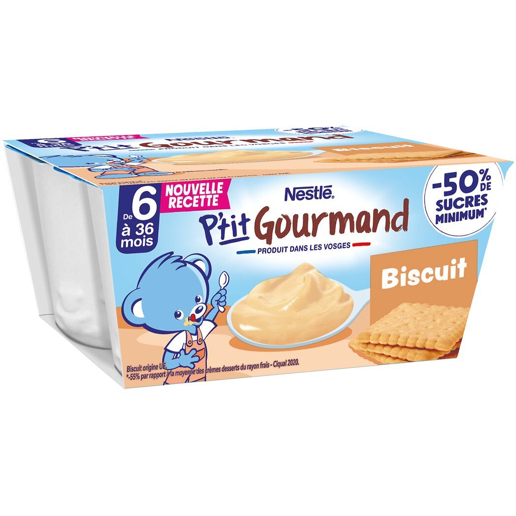 Nestlé Bébé - P'tit Gourmand Biscuit - Laitage dès 6 mois - 4 x 100g