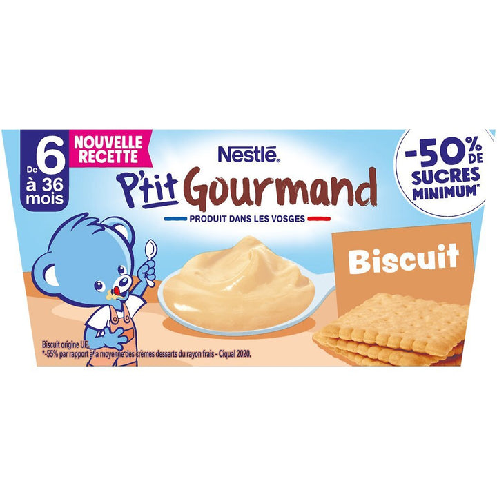 Nestlé Bébé - P'tit Gourmand Biscuit - Laitage dès 6 mois - 4 x 100g
