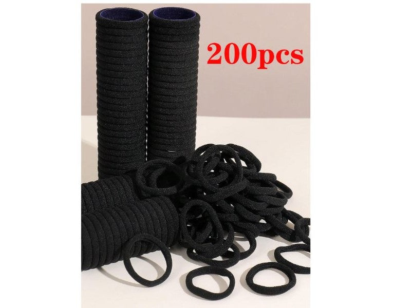 200 Chouchou élastique de couleur noire unie