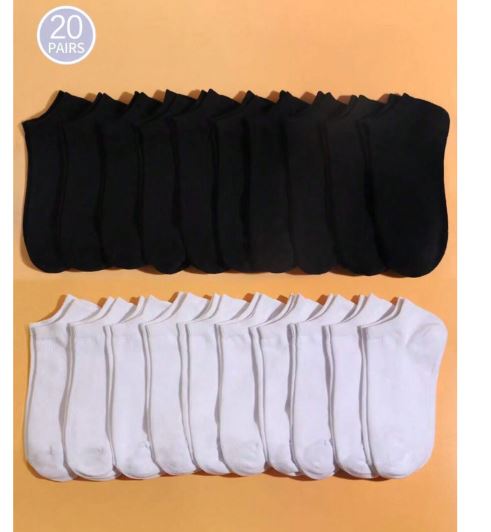 Ensemble De Chaussettes - 20 Paires, Noir et Blanc 40-43