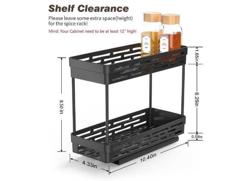 Étagère à épices coulissante – Deux niveaux pour cuisine et garde-manger