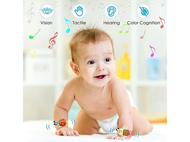 Luchild – Lot de 4 Jouets Sensoriels pour Bébé avec Poignets & Chaussettes