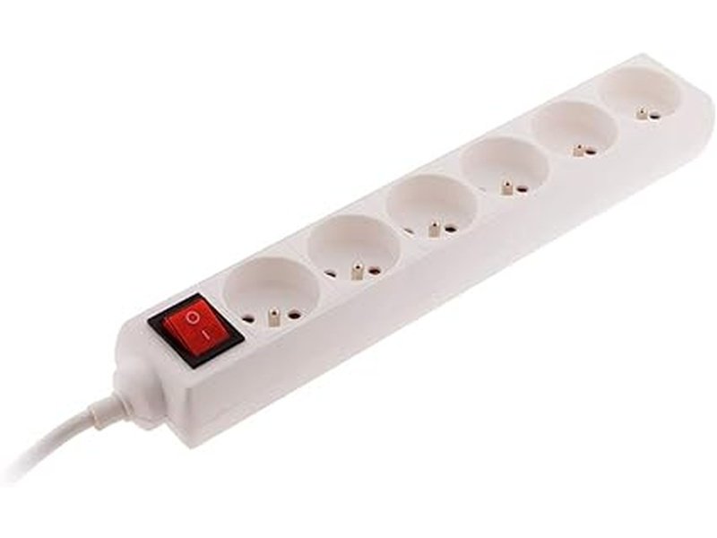 Multiprise Bloc 6 prises 16A 2P+T avec interrupteur blanc - Zenitech