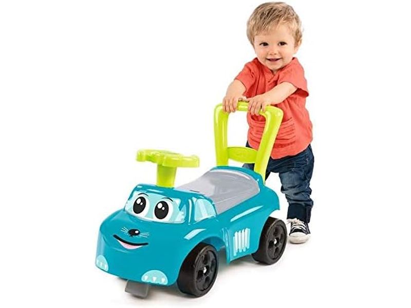 Smoby - Porteur Auto Bleu - Fonction Trotteur - pour Enfant Dès 10 Mois - Coffre à Jouets