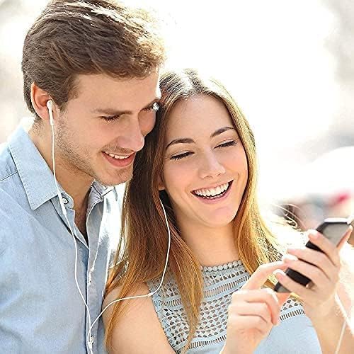 K&J - Ecouteurs Filaires avec Microphone et Contrôle du Volume - Cable Jack 3,5 mm (Blanc)