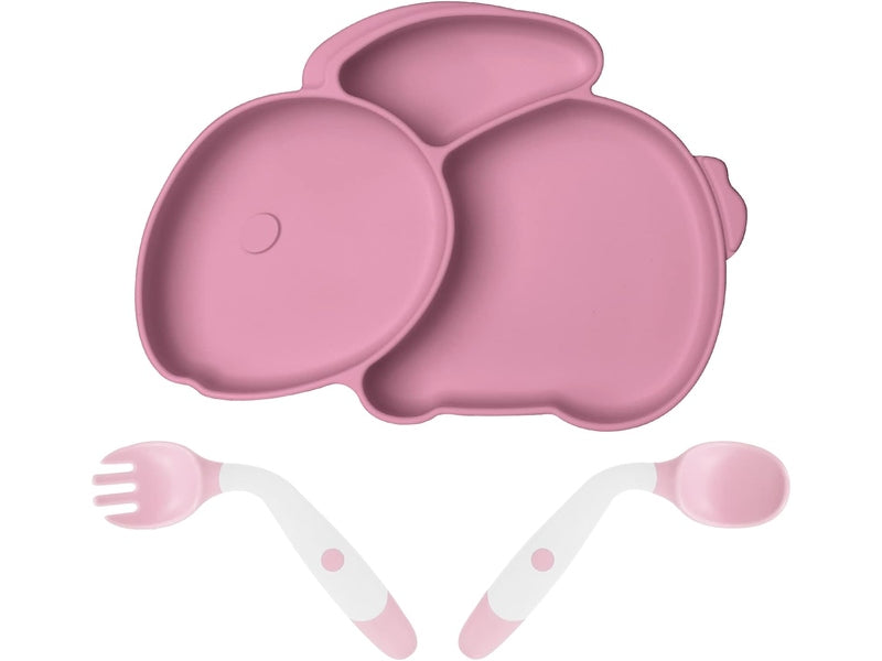 Assiette en Silicone pour Bébé avec Ventouse et Cuillères
