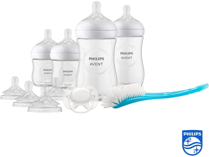 PHILIPS AVENT -  Kit biberons pour nouveau-né – 4 biberons, 2 tétines, sucette ultra-douce et goupillon, 0-12 mois
