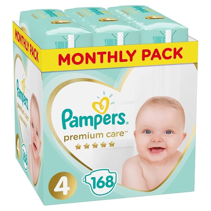 PAMPERS PREMIUM - Coffret Mensuel taille 4-lot de 168 couches