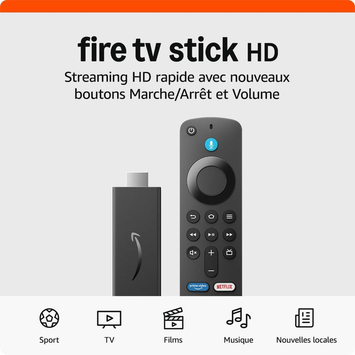 AMAZON Fire TV Stick HD (Nouvelle génération) – Streaming, TV gratuite, Alexa