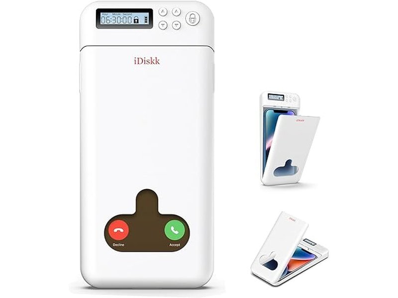 iDiskk - Boîte de Verrouillage de téléphone avec minuterie (Blanc), iPhone, Samsung