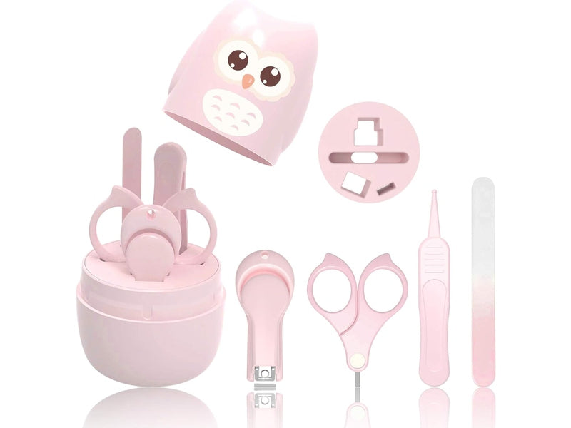 HyAdierTech - Kit de Manucure Bébé, 4-en-1 (étui, coupe-ongles, ciseaux, lime & pince à épiler)