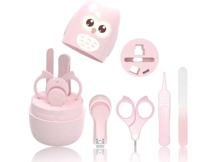 HyAdierTech - Kit de Manucure Bébé, 4-en-1 (étui, coupe-ongles, ciseaux, lime & pince à épiler)