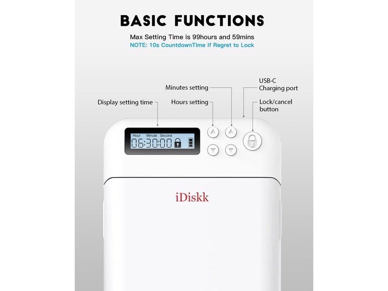 iDiskk - Boîte de Verrouillage de téléphone avec minuterie (Blanc), iPhone, Samsung