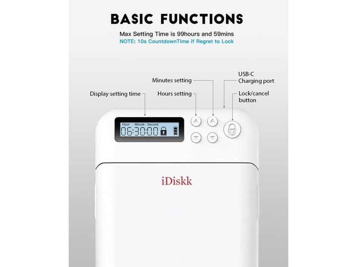 iDiskk - Boîte de Verrouillage de téléphone avec minuterie (Blanc), iPhone, Samsung