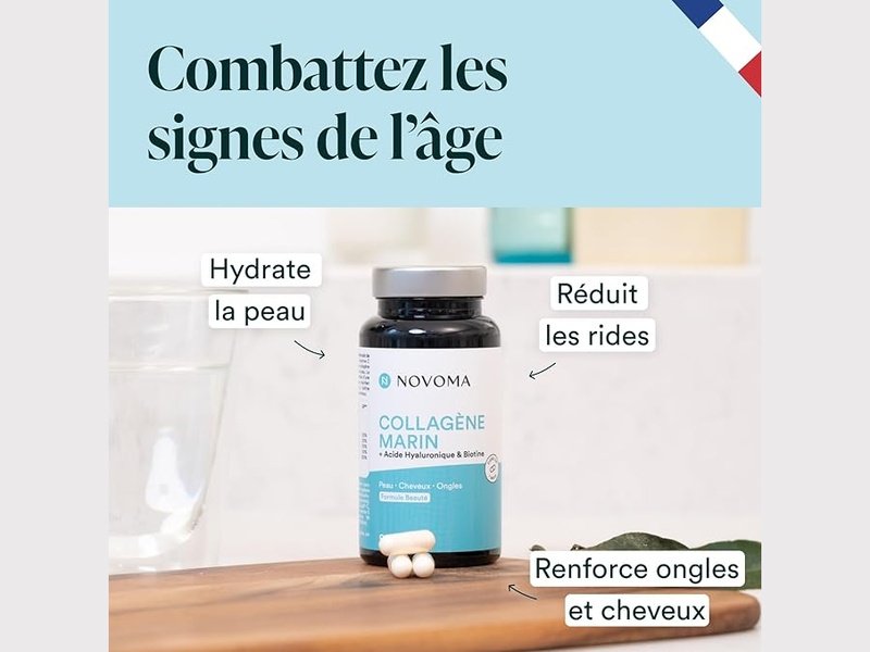 NOVOMA - Collagène Marin Novoma avec Acide Hyaluronique, 90 gélules