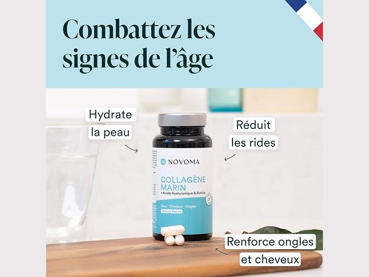 NOVOMA - Collagène Marin Novoma avec Acide Hyaluronique, 90 gélules