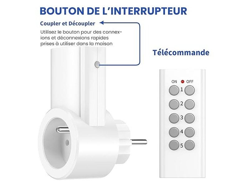 KYG - Prises Télécommandées Programmables - Lot de 5
