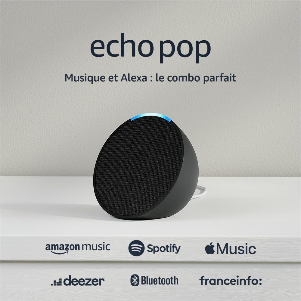 Echo Pop – Enceinte Connectée Compacte Alexa Bluetooth & Wi-Fi – Son Riche – Anthracite