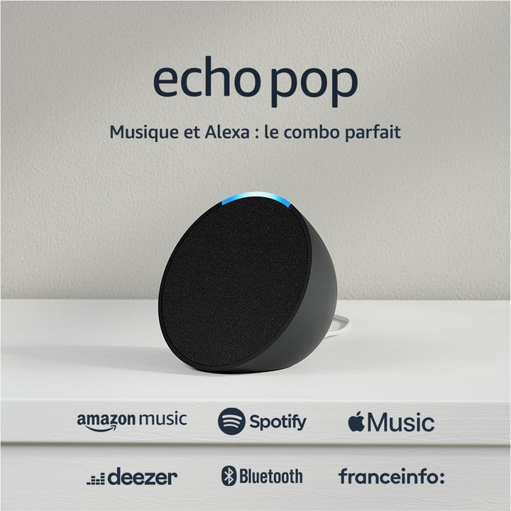 Echo Pop – Enceinte Connectée Compacte Alexa Bluetooth & Wi-Fi – Son Riche – Anthracite