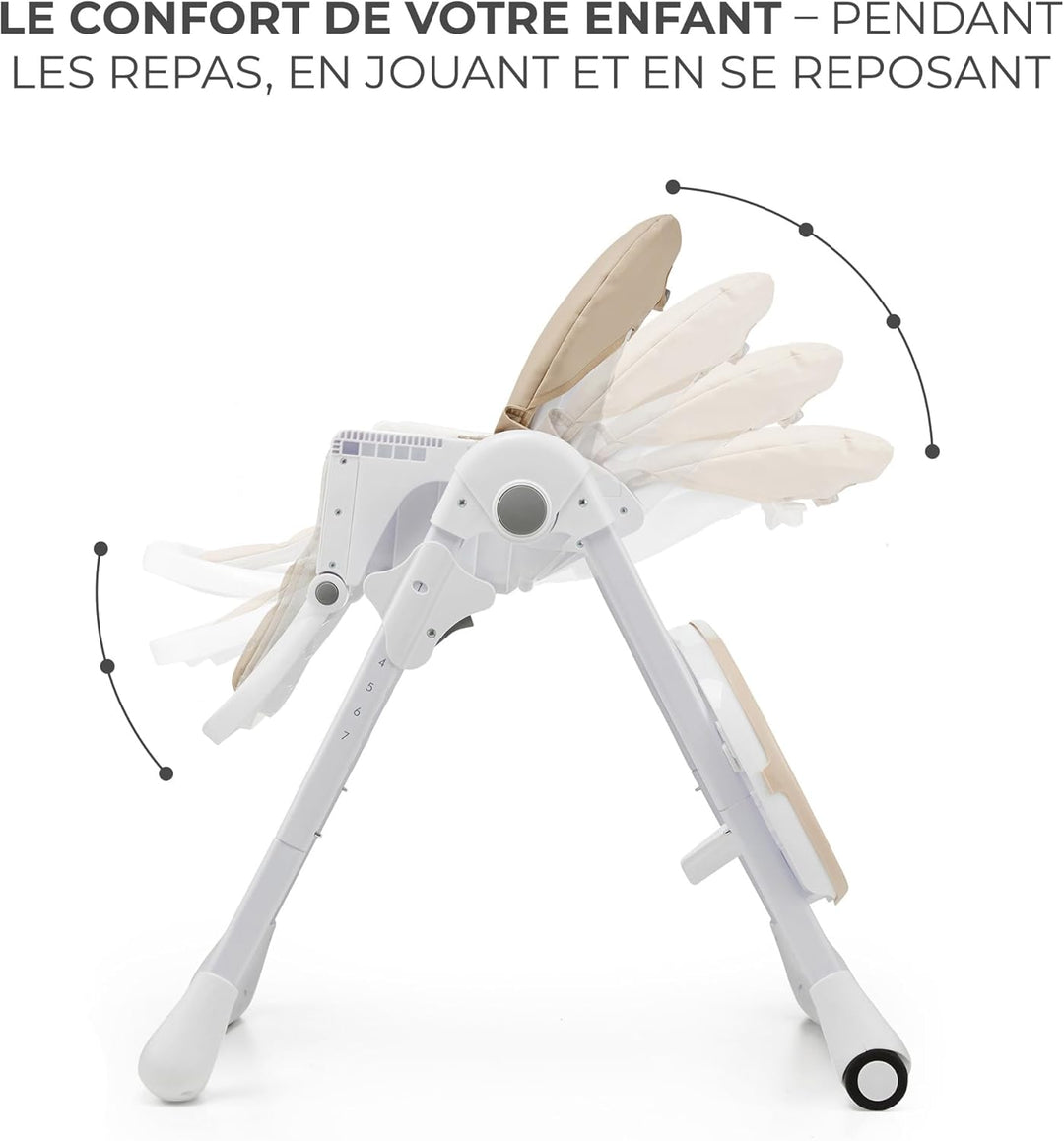 KINDERKRAFT TUMMIE - Chaise Haute Bébé 2-en-1 Ergonomique & Réglable