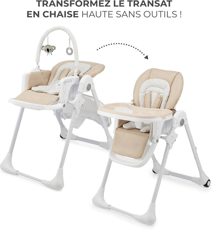 KINDERKRAFT TUMMIE - Chaise Haute Bébé 2-en-1 Ergonomique & Réglable