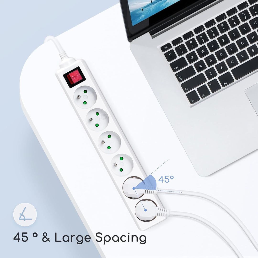 Expert Line 486011 - Bloc de 6 Prises avec Interrupteur 16 A - Blanc