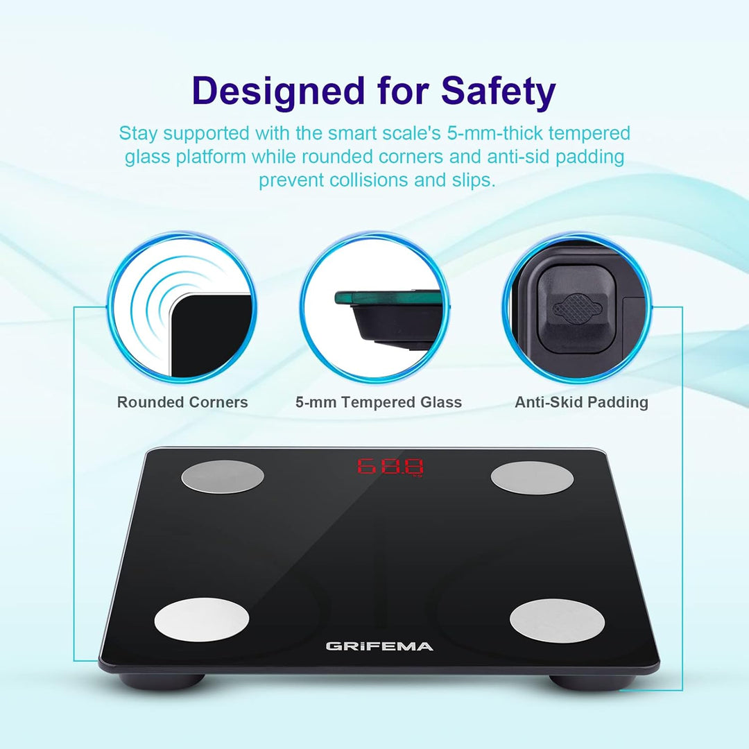 GRIFEMA GA2001 - Balance Connectée – Impédancemètre Bluetooth Noir