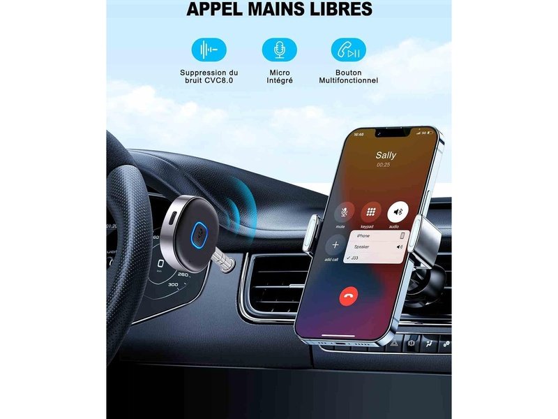Mohard - Récepteur Bluetooth Voiture mains libres - 16H d'autonomie