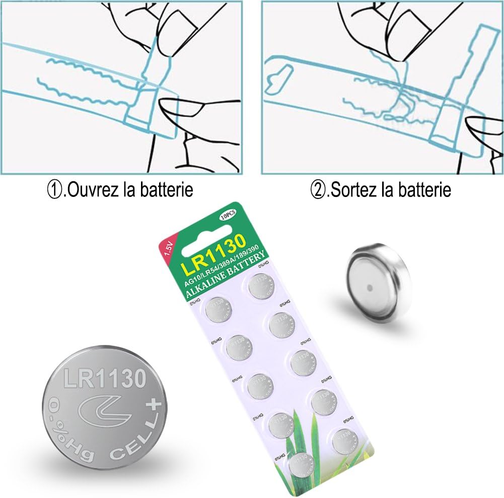 Lot de 40 Piles Bouton LR1130 AG10 – Alcalines Haute Performance