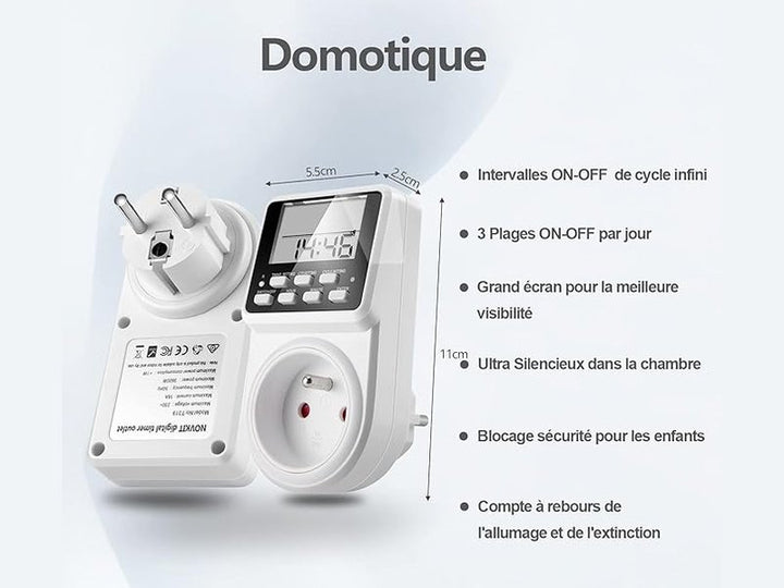 NOVKIT - Prise Connectée avec Minuteur Digital – Contrôle Intelligent