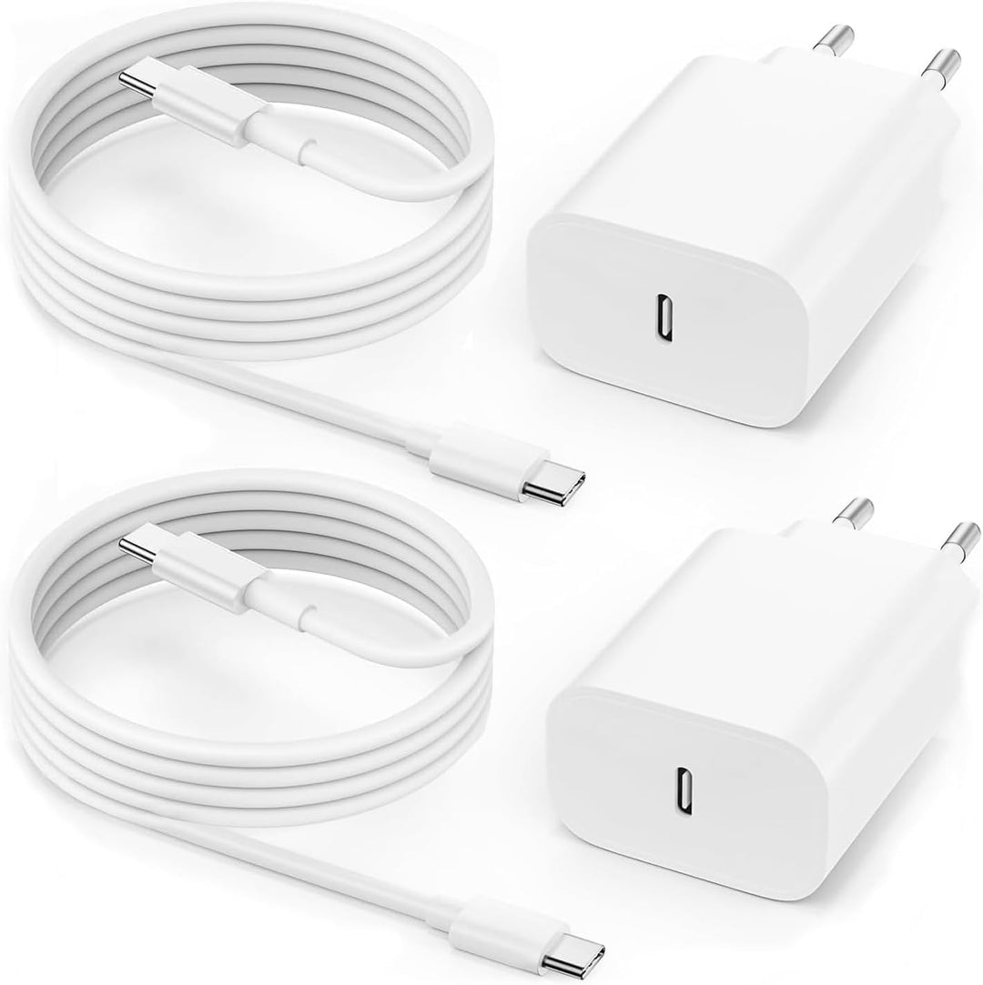 Lot de 2 pour Chargeur iPhone 16/15, 20W Chargeur USB C Rapide avec 2m Câble USB C vers USB C µ