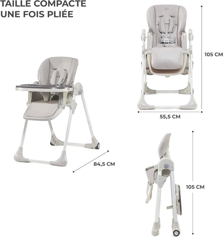 Kinderkraft YUMMY - Chaise haute bébé – Réglable et pliable dès la naissance
