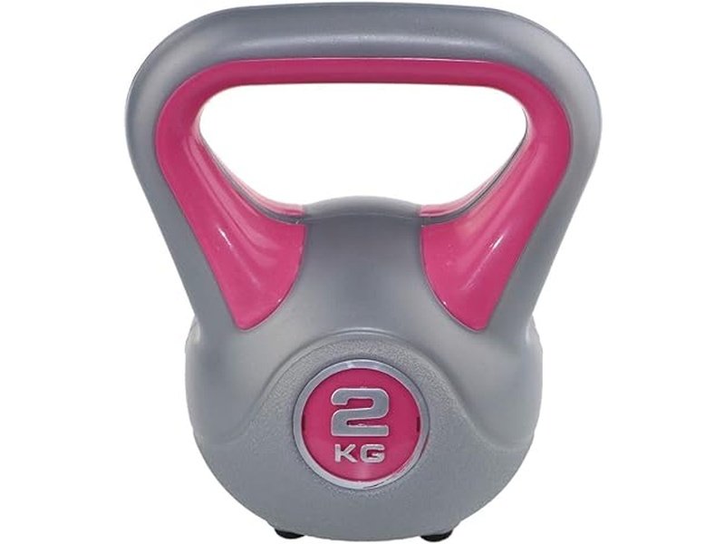 Haltères Sveltus ergonomiques pour musculation – revêtement rose et gris, poids ajustable de 2 kg à 12 kg
