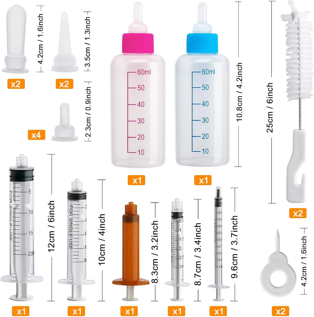 DONQL – Kit Biberons Chiot & Chaton avec 8 Tétines 60 ml (x2)