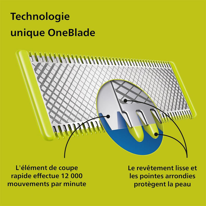 PHILIPS OneBlade - Tondeuse à barbe électrique - 5 accessoires