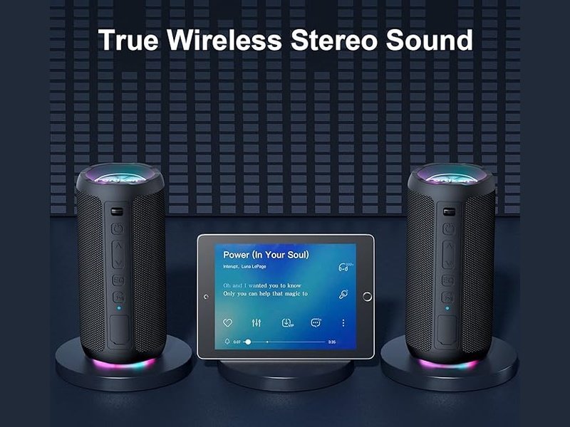 ORTIZAN - Baffle Bluetooth Portable sans Fils - Lumière LED