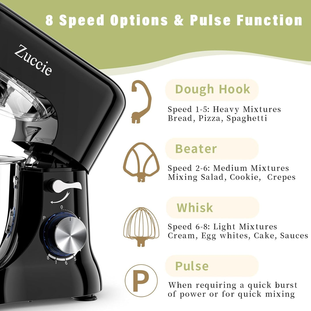 ZUCCIE – Robot Pâtissier 5L 1000W – Vitesse et Pétrin Professionnel Noir