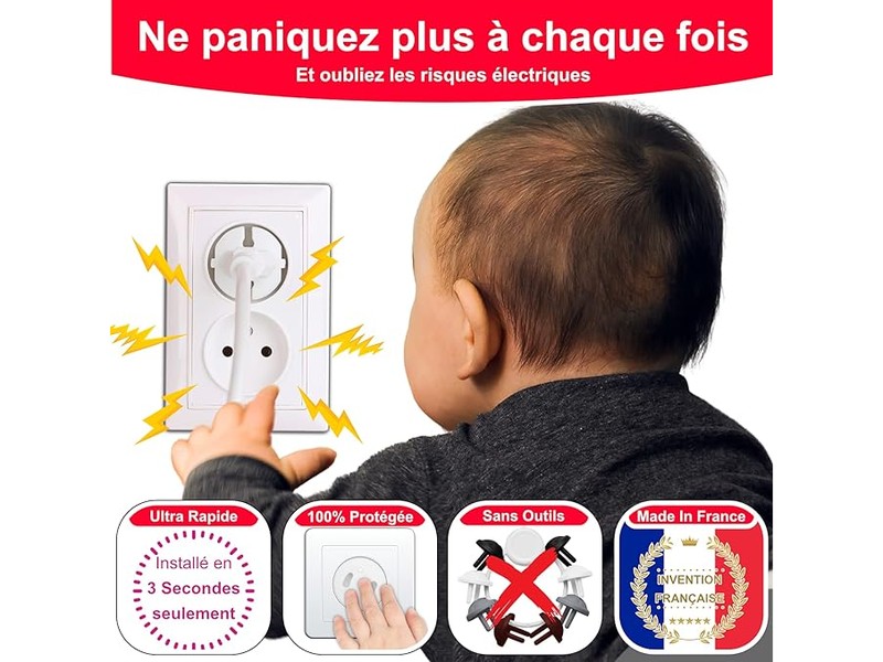BEBEALIS - Cache de Sécurité Amovible pour Prise Bébé fabriqué en France, lot de 20