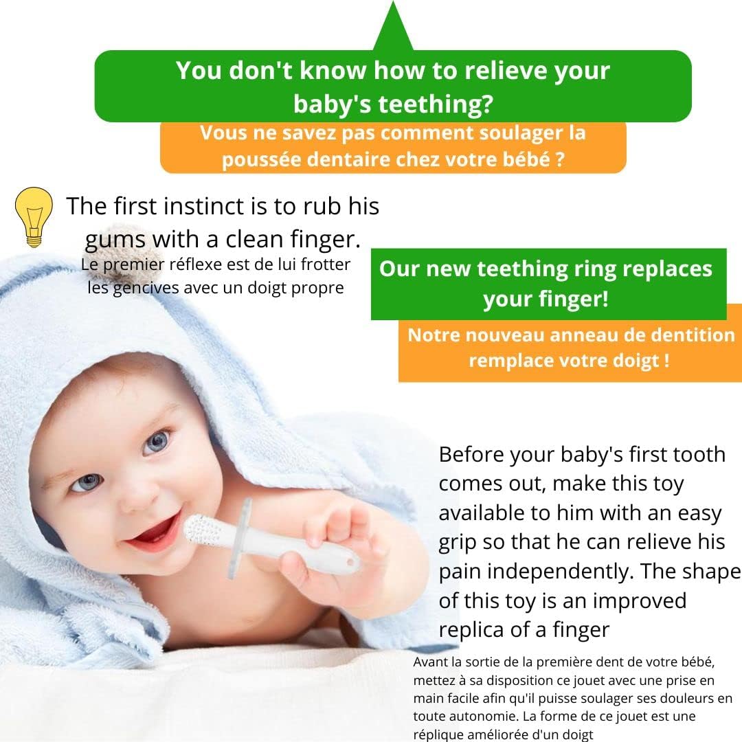 Anneau de Dentition Silicone – Brosse Bébé 1 Pièce, Douce & Hygiénique