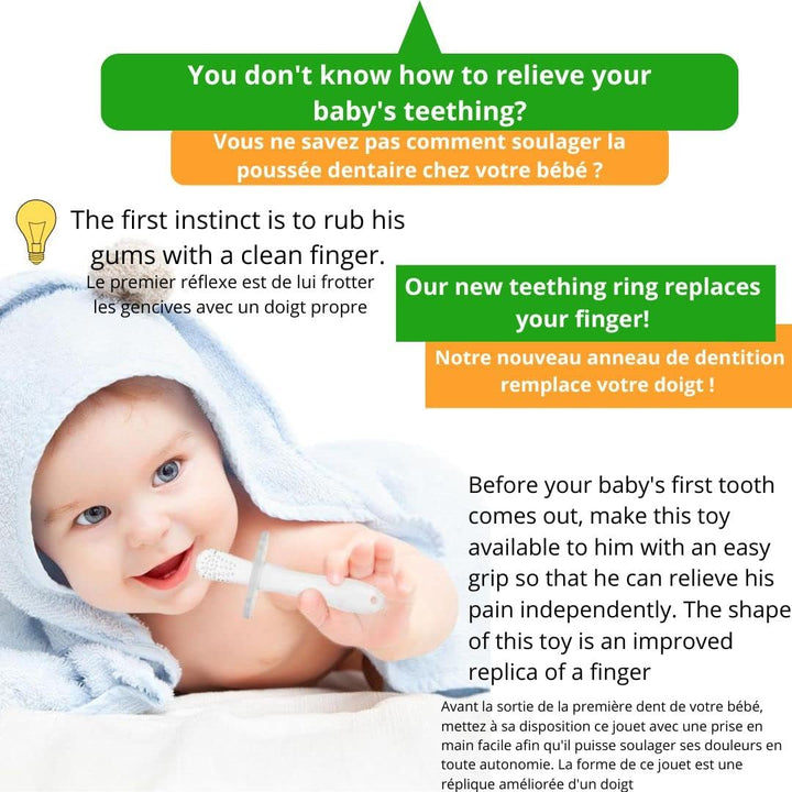 Anneau de Dentition Silicone – Brosse Bébé 1 Pièce, Douce & Hygiénique