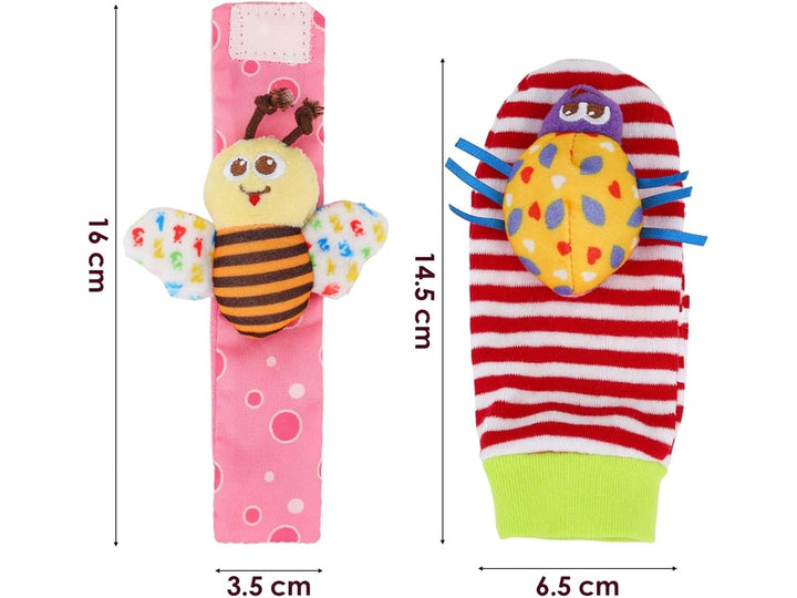 Luchild – Lot de 4 Jouets Sensoriels pour Bébé avec Poignets & Chaussettes