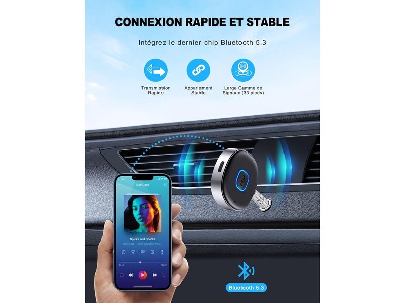 Mohard - Récepteur Bluetooth Voiture mains libres - 16H d'autonomie