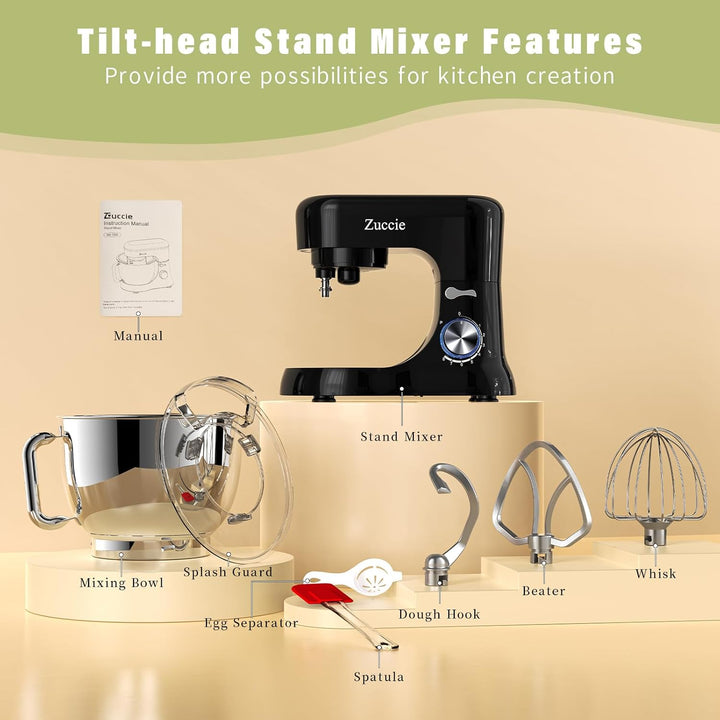 ZUCCIE – Robot Pâtissier 5L 1000W – Vitesse et Pétrin Professionnel Noir