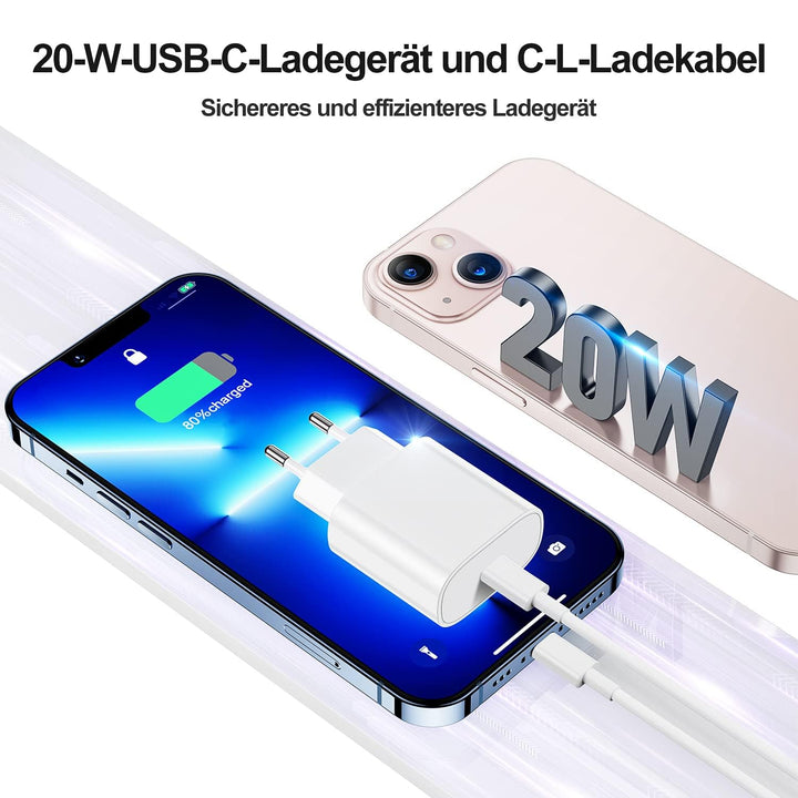 Chargeur Rapide iPhone + Câble USB-C vers Lightning 2m