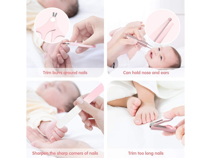 HyAdierTech - Kit de Manucure Bébé, 4-en-1 (étui, coupe-ongles, ciseaux, lime & pince à épiler)