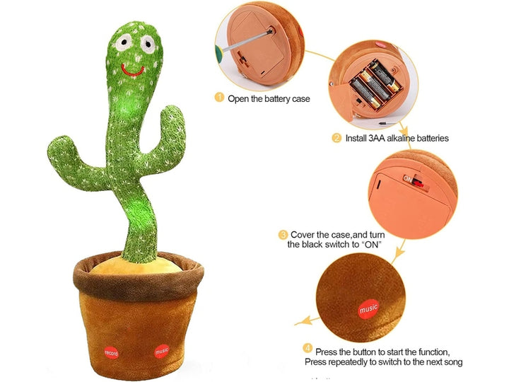 TUNICACTI - Cactus Dansant Interactif – Jouet Éducatif et Musical pour Enfants