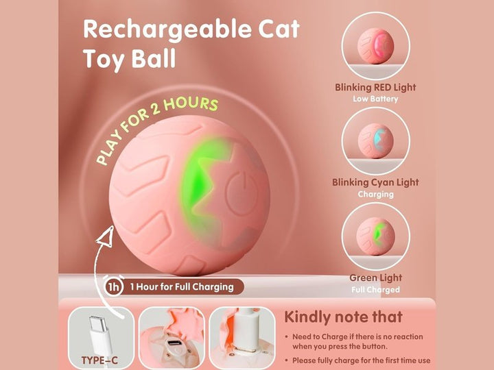 BOYTION - Boule interactive de jeu pour Chat avec lumières LED changeantes