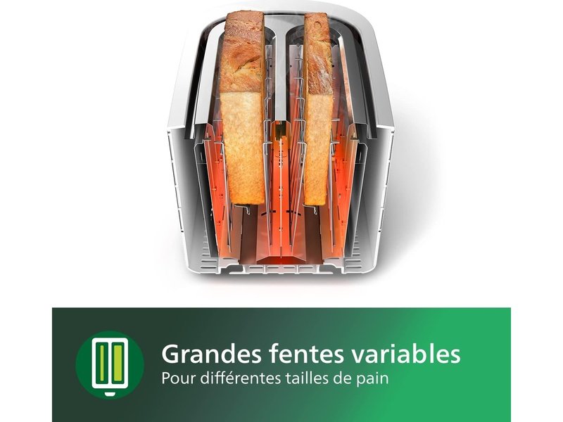 PHILIPS - Grille-pain avec Fonction de Décongélation et Tiroir Ramasse-Miettes